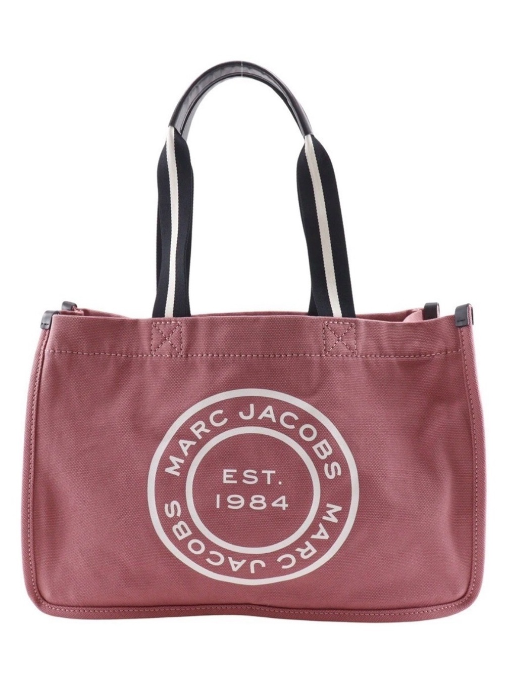 Marc Jacobs Dusty Rose Canvas Logo Tote with Contrast Straps